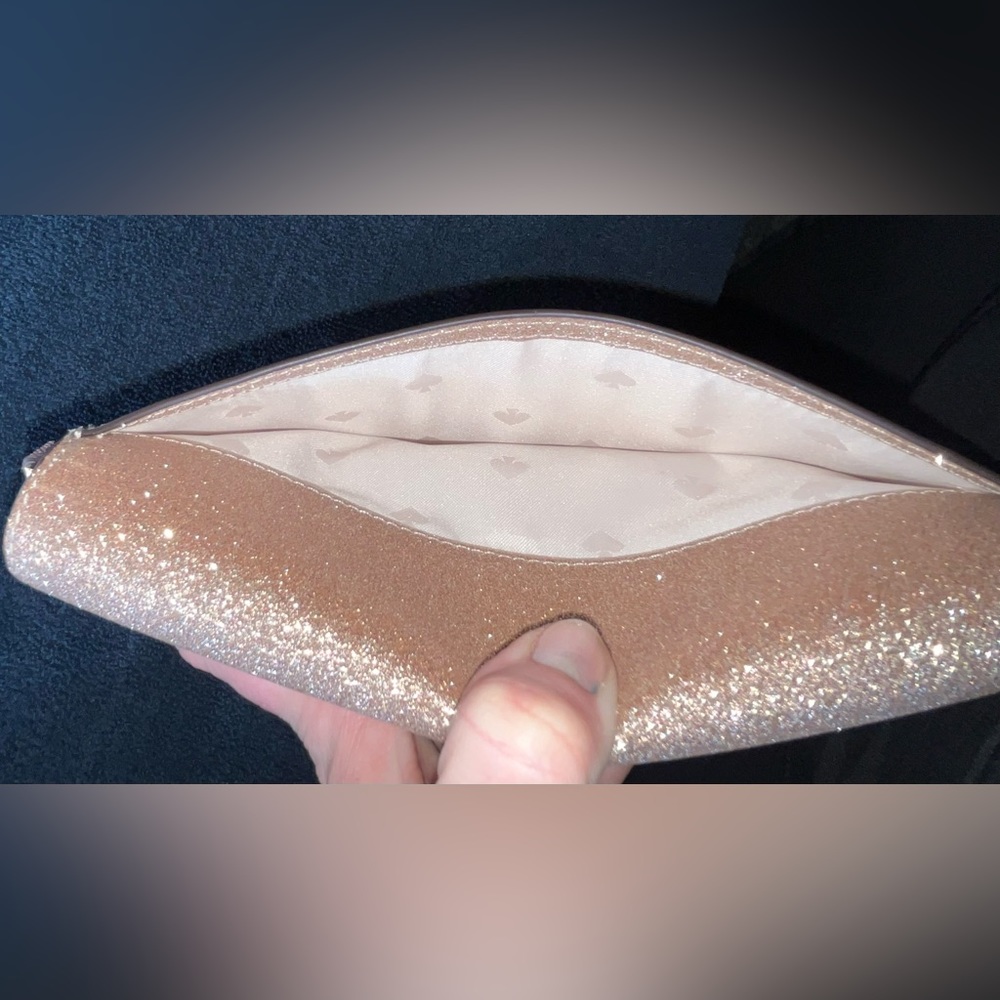 New Kate Spade Rose Gold Tinsel Medium Wristlet in Box - Picture 7 of 12